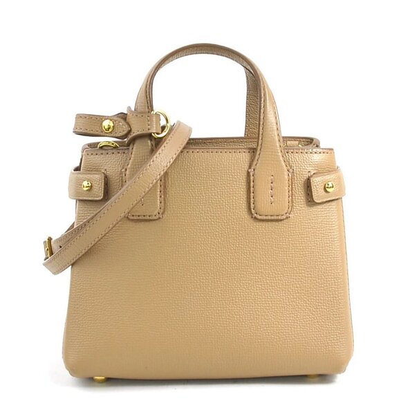 Auth BURBERRY Handbag Shoulder Bag Beige Brown Leather/Canvas - Picture 1 of 15